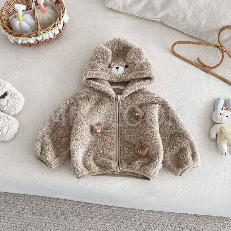 Детская плюшевая куртка‑худи «Медвежонок» с ушками, на молнии